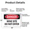 Signmission Mine Site Do Not Enter Danger Sign, Aluminum, 18in W x 12in L, 2PK OS-2PACK-DS-A-1218-L-2152 - alternate 3